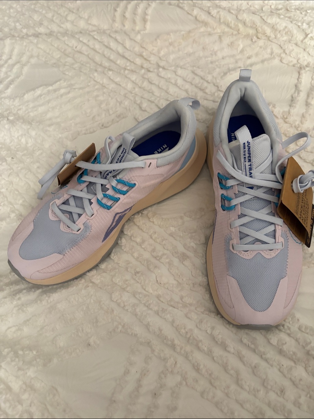 Nike Women's Pastel Pink and Light Blue Running Sneakers